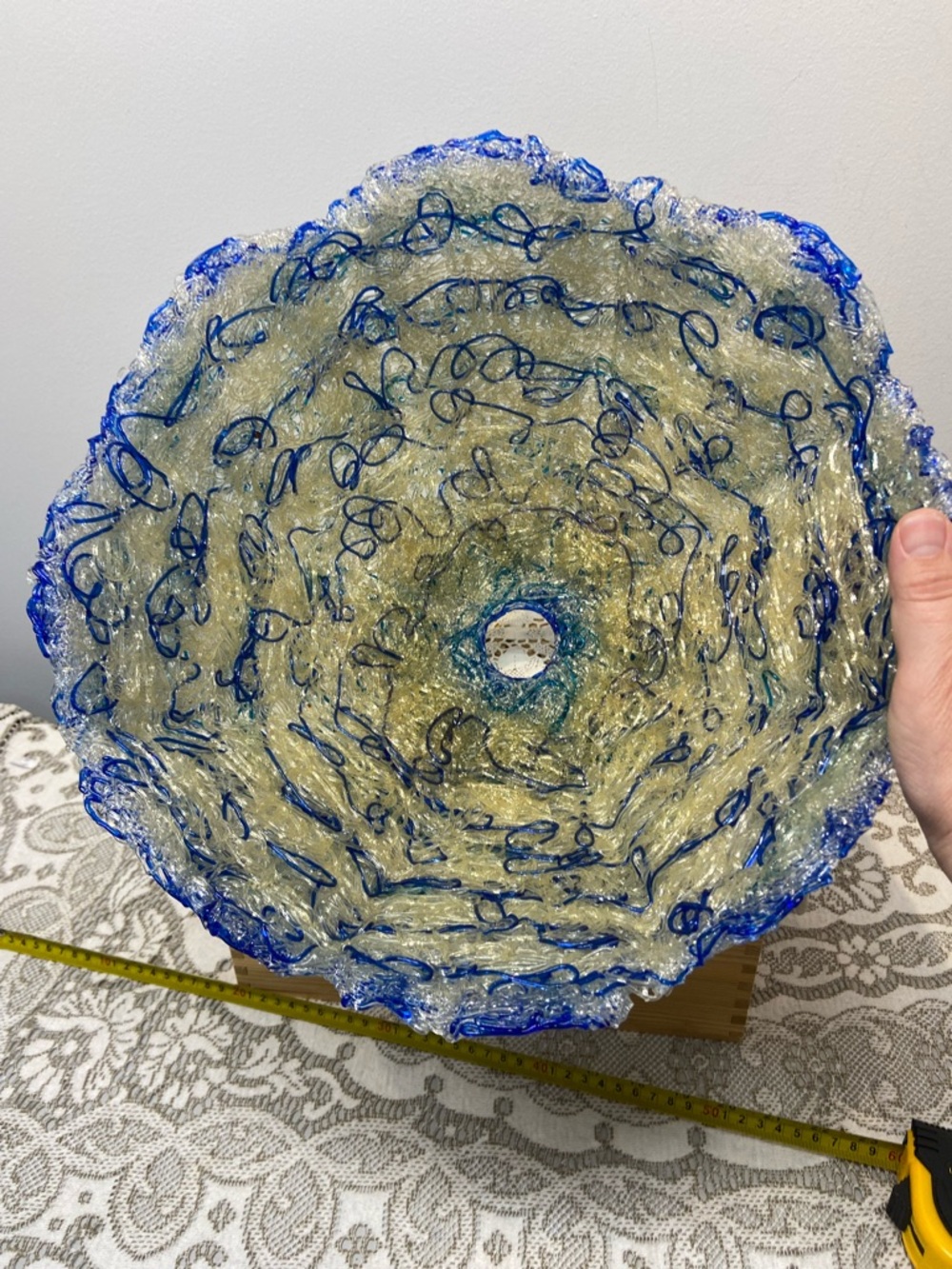 Vintage Spaghetti Spun Lucite Swag Lamp Shade - Picture 3 of 9